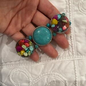 Women Colourful beads and turquoise bead bracelet